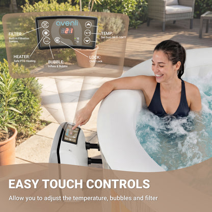 Segmart 6-8 Person Inflatable Hot Tub, 80-inch Round Outdoor Portable Spa with 140 Bubble Jets, Heating & Filtration System, 104°F Max Temp, Backyard Blow Up Hot Tub with Cover, Easy-Setup