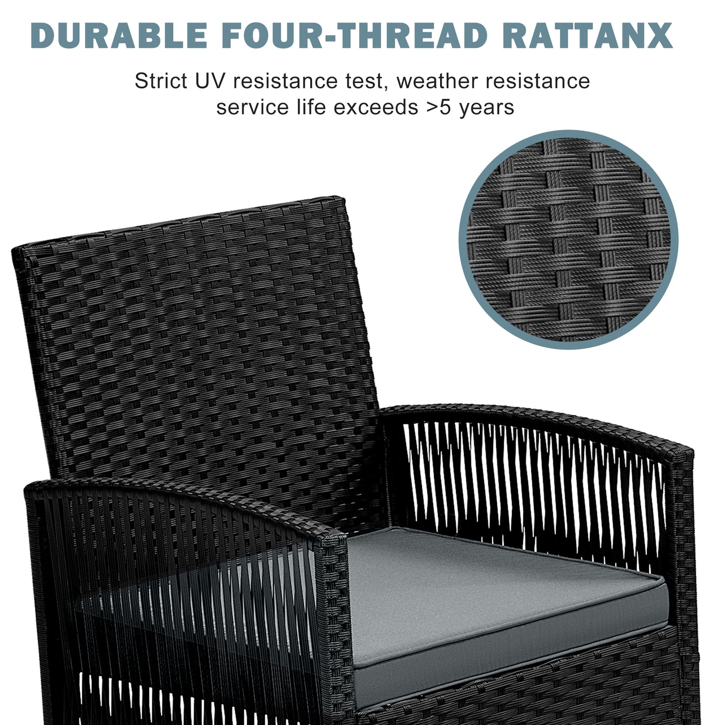 Clearance Patio Furniture Set, Segmart 4 Pieces Rattan Sofa Set Cushioned Sofa & Charis, Deck Porch Poolside Furniture Conversation Set for 4, Gray