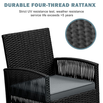 Outdoor Furniture Set, Segmart 4 Pieces Rattan Patio Sofa Set Cushioned Sofa & Charis, Deck Porch Poolside Furniture Conversation Set for 4 with Coffee Table, Gray