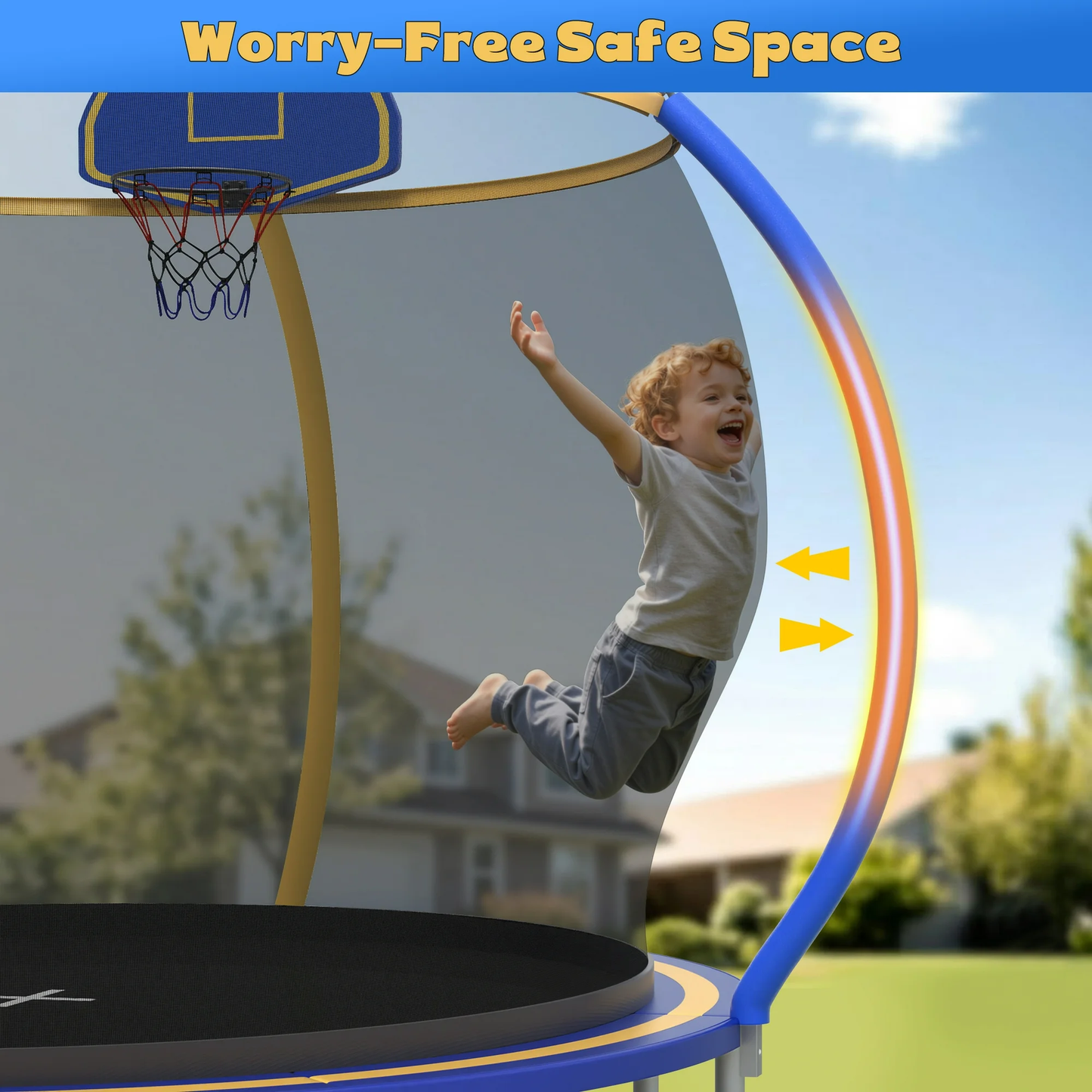 Segmart 10FT Trampoline with Enclosure Net & Basketball Hoop, Heavy Duty