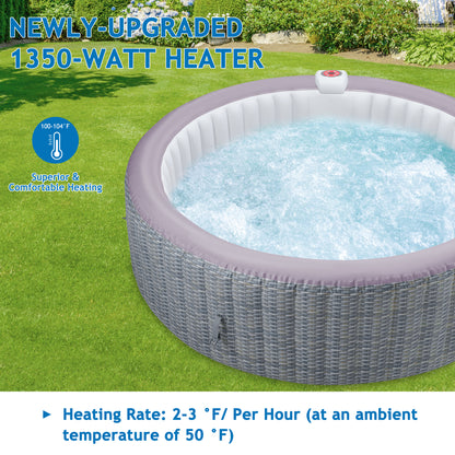 SEGMART 4-6 Person Inflatable Hot Tub Spa with 130 Jets, 82" Outdoor Spa Blow Up Hottub, Outdoor Portable Hottub with Insulated Cover, Floor Protector