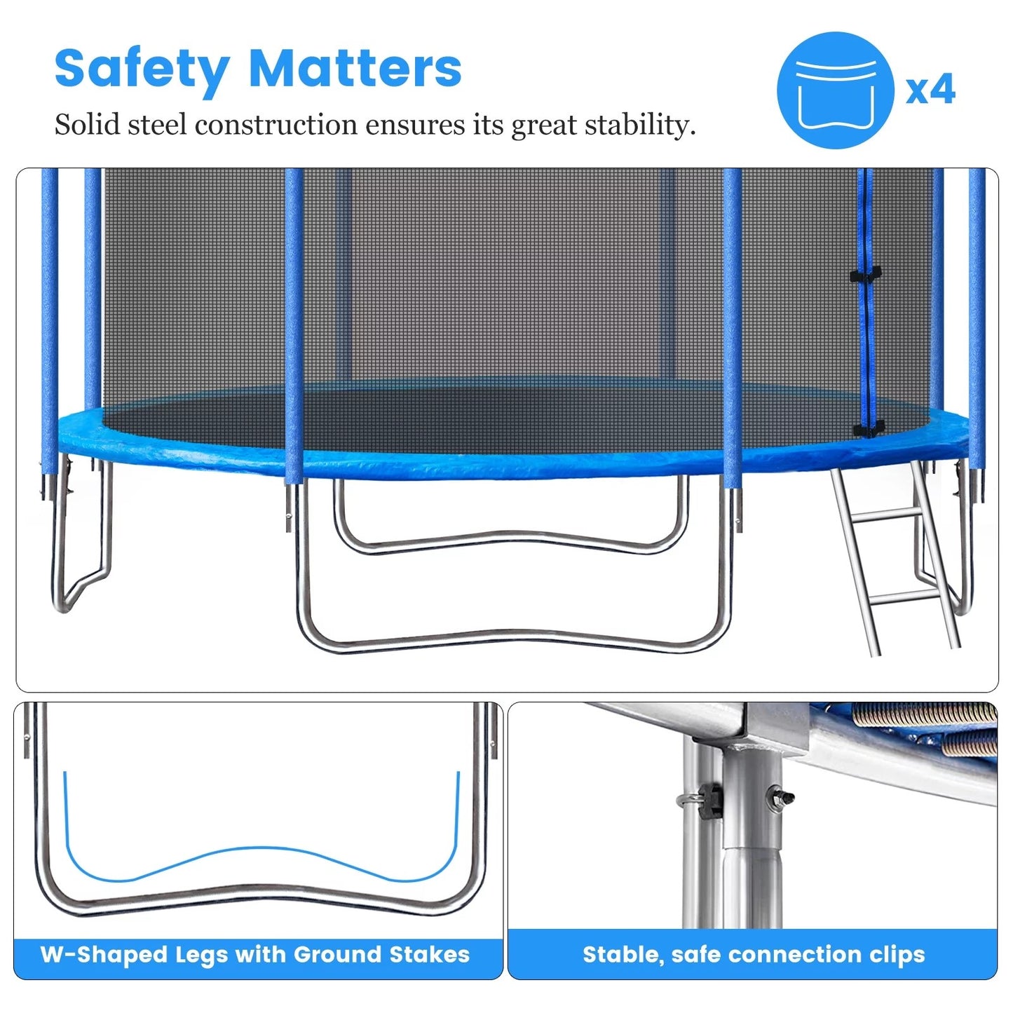 Outdoor Trampolines for Kids and Adults, Segmart 10ft Trampoline with Basketball Hoop and Enclosure Net, 600LBS Weight Capacity Trampolines for Backyard Patio Garden, Blue