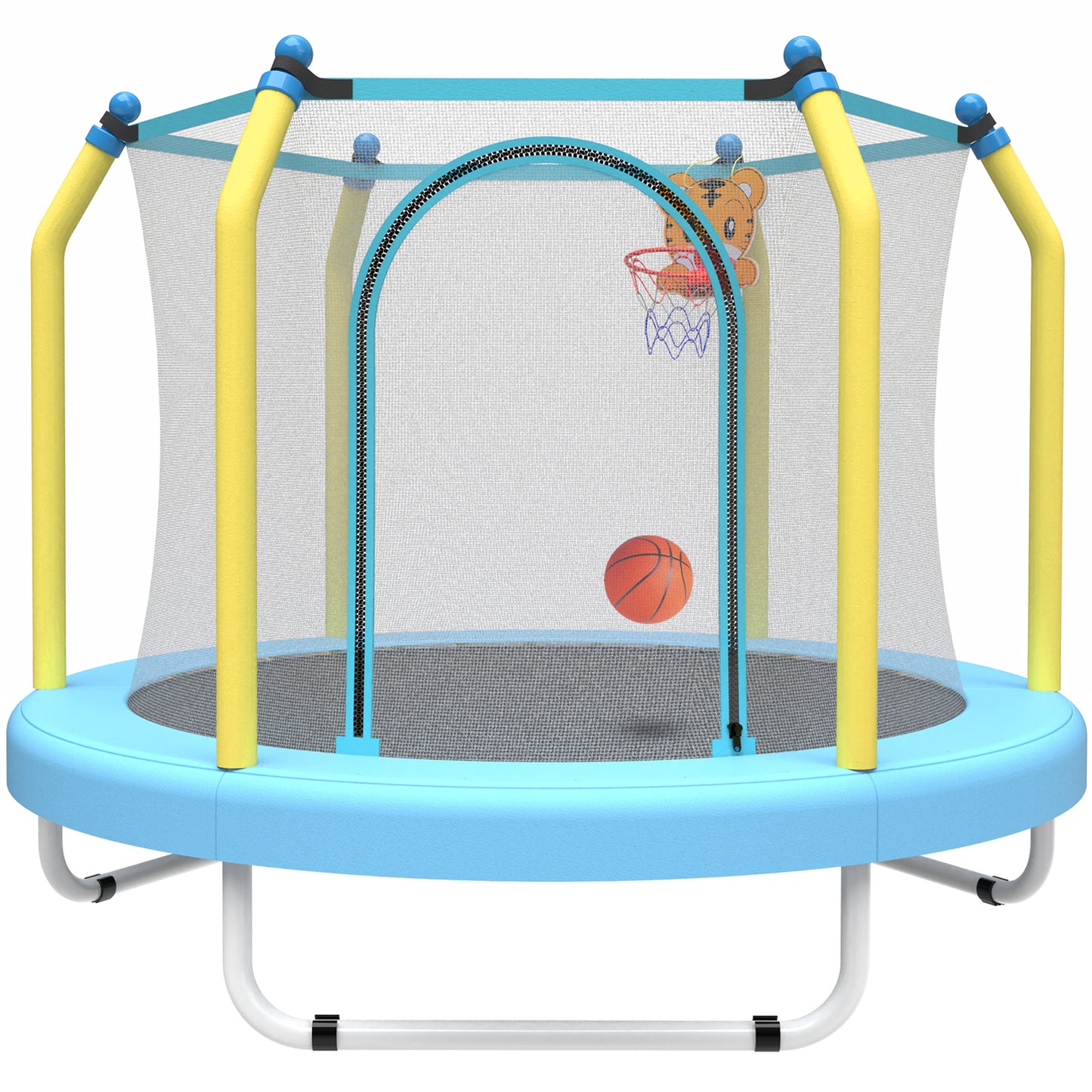 Toddler Trampoline with Basketball Hoop on Clearance for Kids, SEGMART 55" Kids Round Trampoline with Enclosure Net, Heavy Duty Outdoor Recreational Small Trampoline with Ball, Gift for Boys Girls