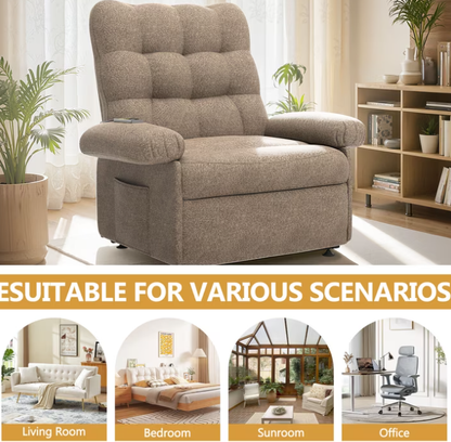 Segmart Power Lift Recliner Chair for Elderly, Heavy Duty 330lbs Antiskid Classic Fabric Linen Sofa Chair, 3 Motors Ergonomic Lounge Single Sofa with Overstuffed Arms and Remote Control