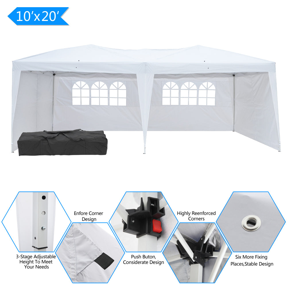 SEGMART Event Canopy Party Tent for Outside, 10' x 20' White Outdoor Party Wedding Tent, L178