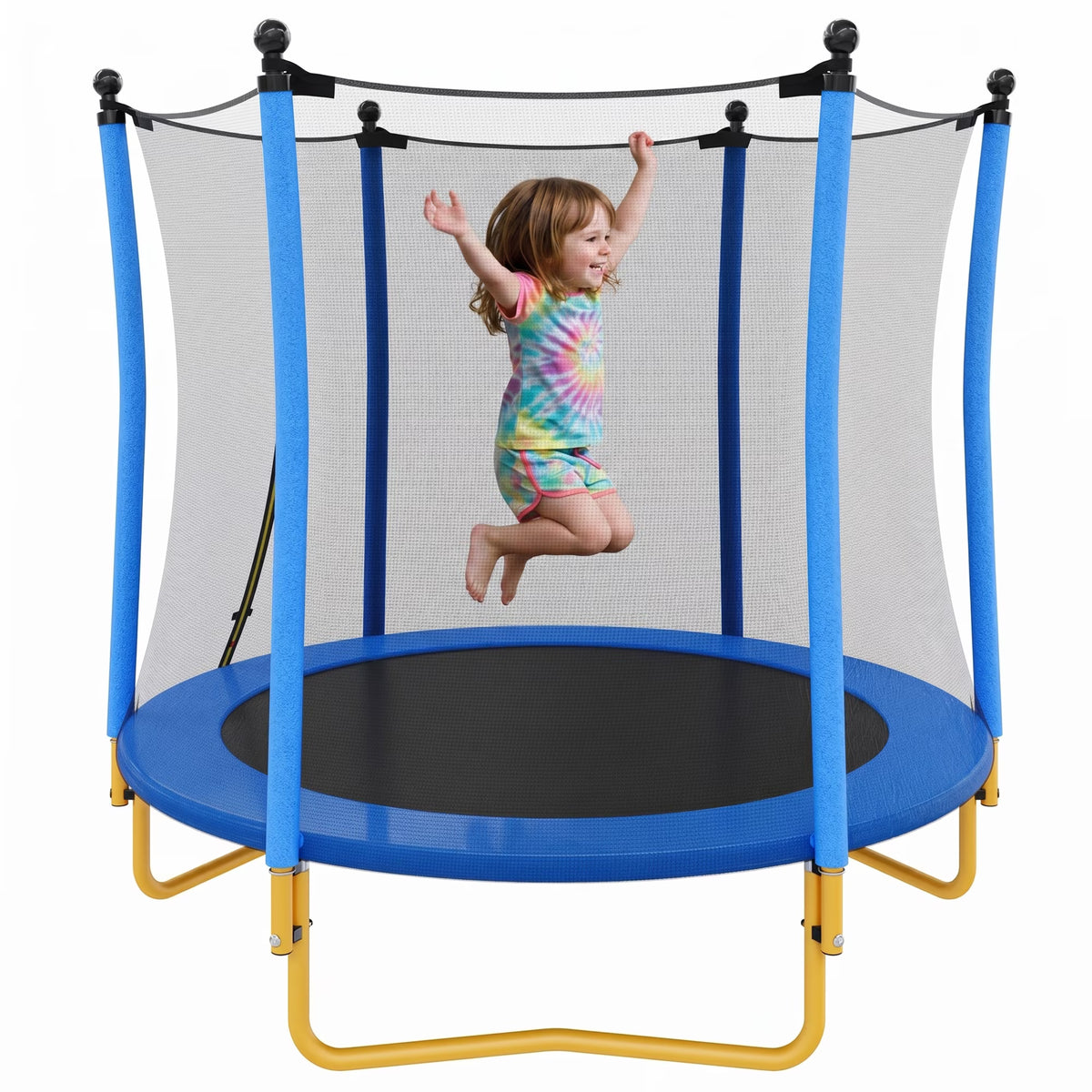 5.5FT Kids Trampoline with Basketball Hoop, SEGMART Upgraded Indoor Toddler Trampoline with Enclosure for Kids, Outdoor Round Small Trampoline with Basketball, Gift for Boys Girls