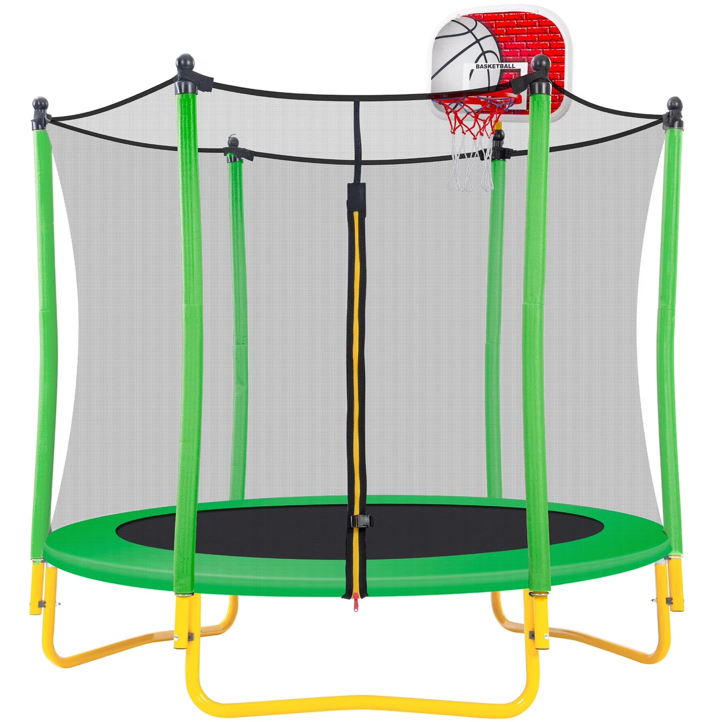 5.5FT Trampoline with Safety Enclosure for Kids, SEGMART Toddler Trampoline with Basketball Hoop, Kids Trampoline with Jumping Mat, Mini Trampoline, Indoor Trampoline, Gifts for Boys Girls, 220LBS