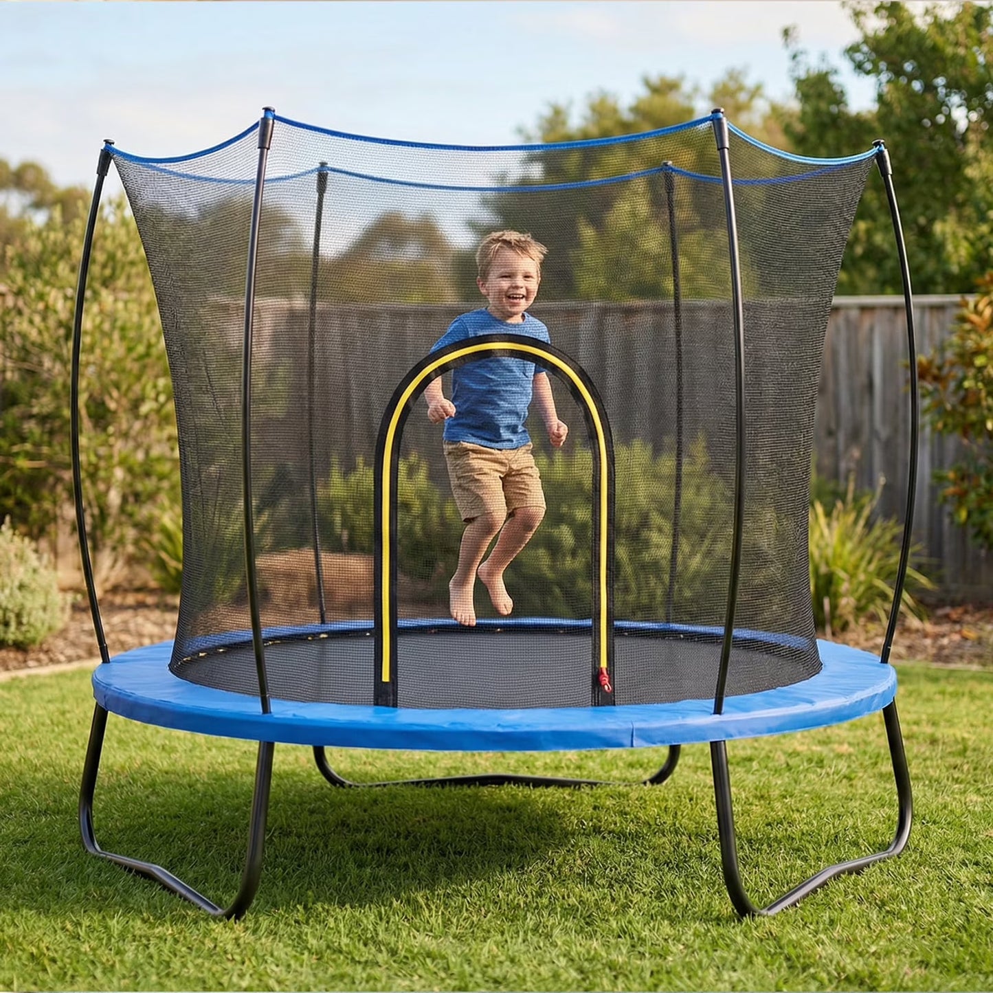 5.5FT Trampoline with Safety Enclosure for Kids, SEGMART Toddler Trampoline with Basketball Hoop, Kids Trampoline with Jumping Mat, Mini Trampoline, Indoor Trampoline, Gifts for Boys Girls, 220LBS