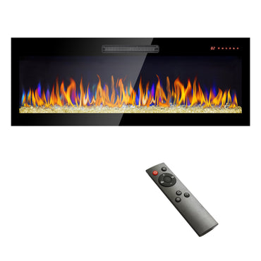 36-inc Smart Electric Fireplace, Recessed and Wall Mounted Fireplace Heater with 16 Realistic Ember Color/Flame Options-1400W Heater Control by Touch Panel & Remote, Adjustable Flame Color and Speed