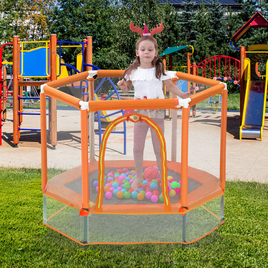 Mini Trampoline for Kids with Safety Enclosure Net, 55" Toddler Trampoline with No-Gap Safe Design, Segmart Recreational Trampolines for Birthday Gifts, Rebounder Trampoline with Ocean Balls