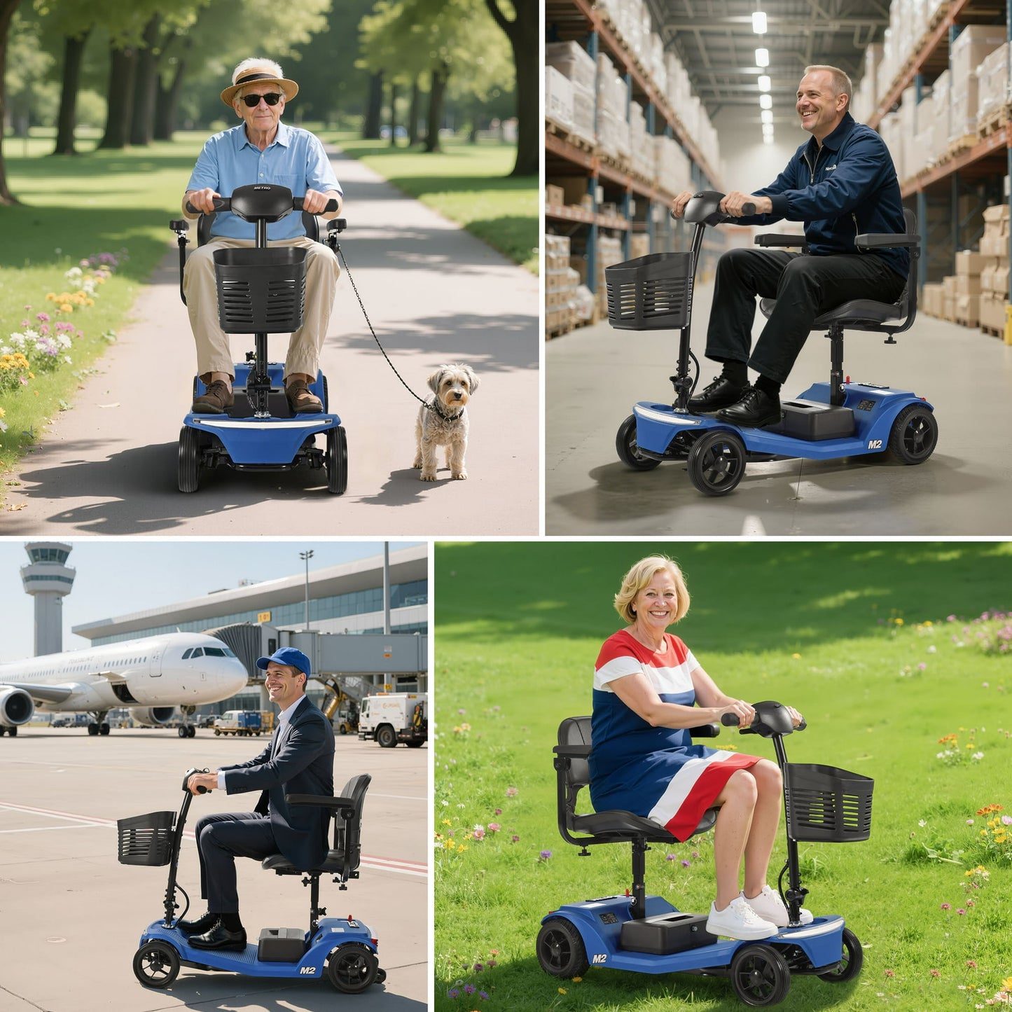 Segmart 4 Wheel Mobility Scooters for Seniors Best Gift,Electric Mobility Scooters with Control Panel,All-Terrain Power Scooter for Outdoor, 330lb Capacity, Blue