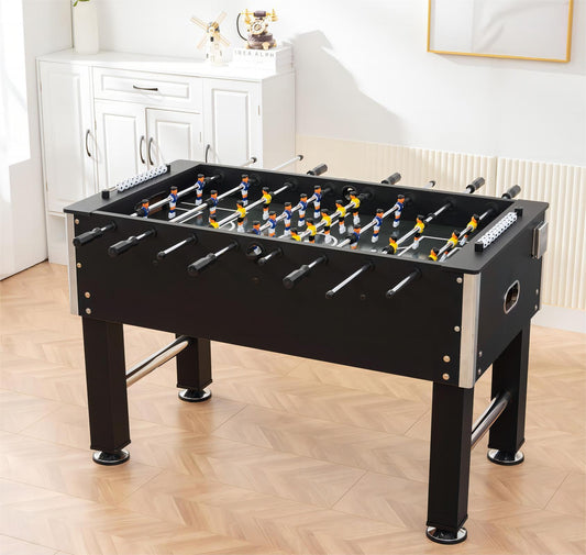 54.50'' Foosball Table for Kids and Adults, SEGMART Durable Wooden Soccer Table with 4 Balls and 2 Cup Holders, Indoor Soccer Table Game with Leg Levelers for Home, Game Room, Party, Black