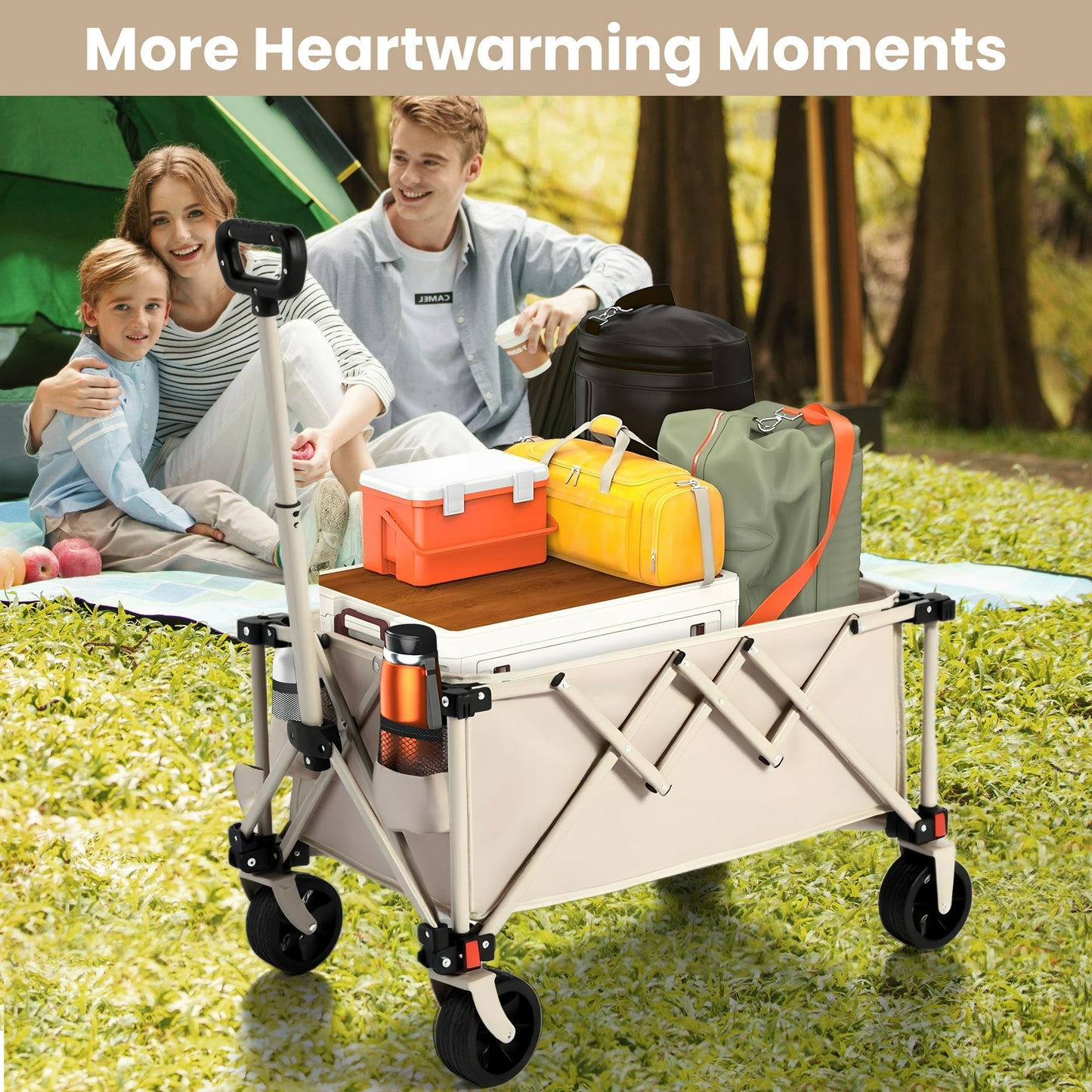 Collapsible Wagon with Wheels,Segmart Folding Wagon Cart All Terrain,Heavy Duty Garden Carts with Adjustable Handle,Utility Wagon for Outdoor Sports,Camping Shopping Fishing
