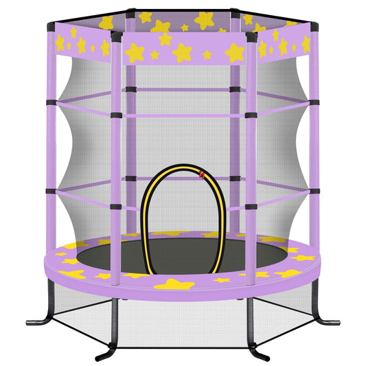 55'' Trampoline with Enclosure Net for Kids, Toddler Mini Trampoline for Outdoor Indoor, Kids Small Trampoline with No-Gap Design, Round Recreational Trampoline Birthday Gift for Boys Girls