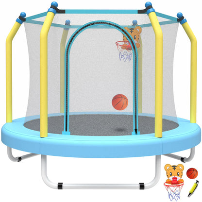 55'' Toddler Trampoline for Kids, SEGMART Kids Trampoline with Enclosure Net and Balls, Indoor Outdoor Mini Small Trampoline Birthday Gifts for Boy and Girls Age 3 Months and up