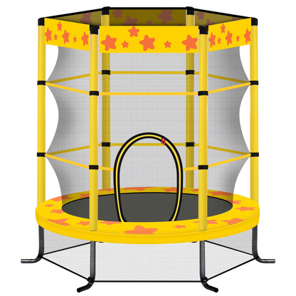 55" Trampoline with Enclosure for Kids, SEGMART Indoor Outdoor Toddler Trampoline with Basketball, Indoor Outdoor Kids Trampoline with Basketball Hoop, Small Round Trampoline for Boys Girls