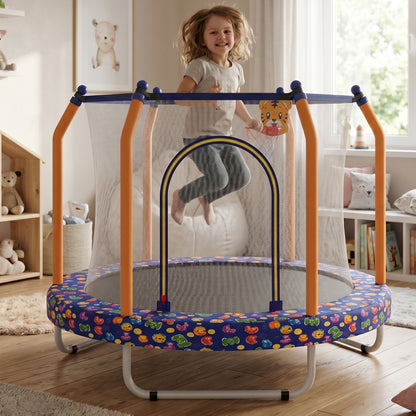 55'' Toddler Trampoline for Kids, SEGMART Kids Trampoline with Enclosure Net and Balls, Indoor Outdoor Mini Small Trampoline Birthday Gifts for Boys and Girls Age 3 Months and up