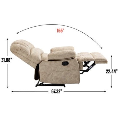 Recliner Chair for Elderly, Heavy Duty 350lbs Classic Plush Velvet Sofa Chair, Ergonomic Lounge Single Sofa with 3 Positions Lift, Plush Arms and Remote Control, Storage Pockets, Beige