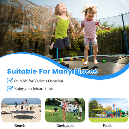 SEGMART 12FT Trampoline for Kids with Basketball Hoop and Enclosure Net/Ladder, Blue