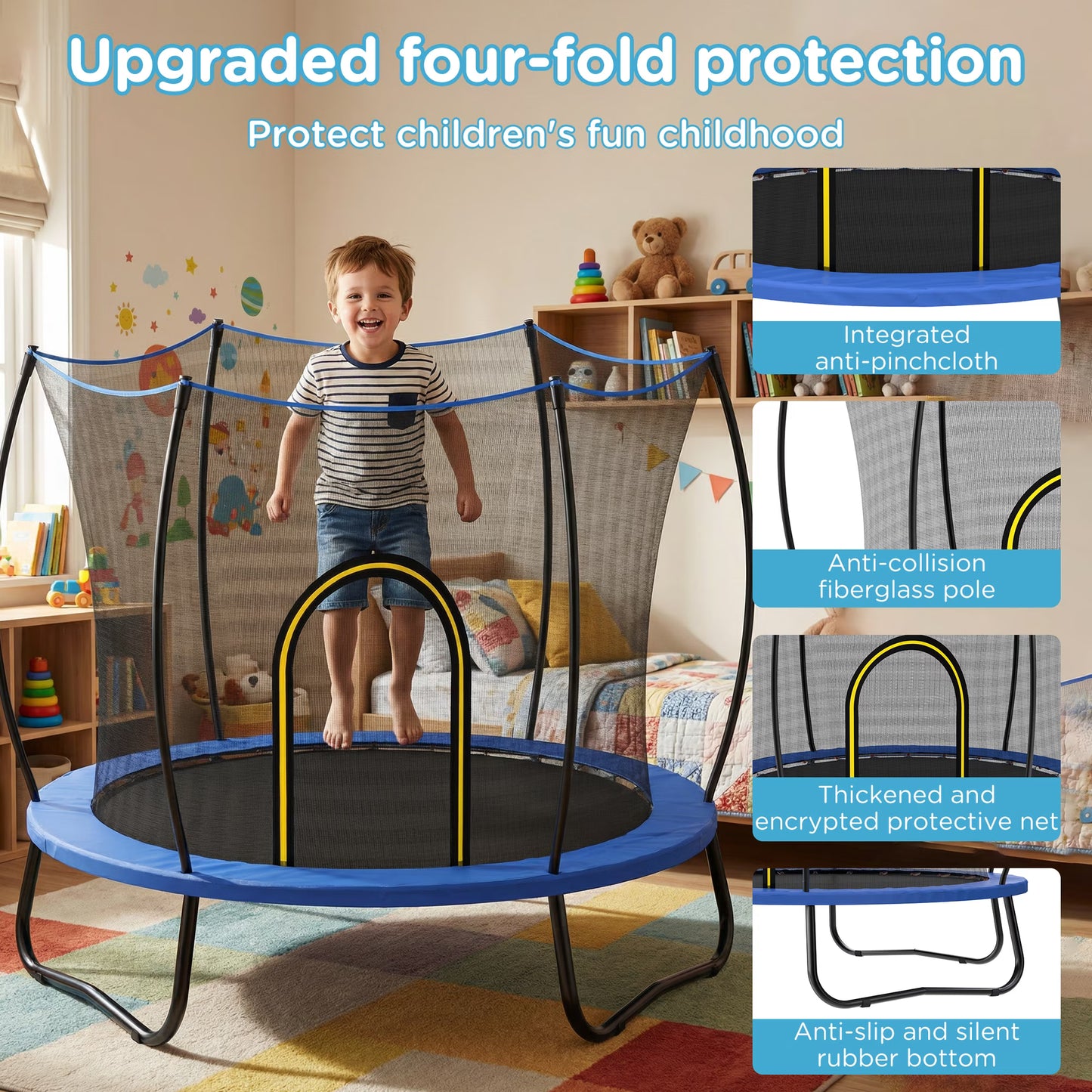 55" Kids Trampoline with Net, SEGMART Toddler Trampolines for Kids, Small Trampolines for Kids, Mini Trampolines for Kids Indoor, Indoor Trampoline for Toddlers, Baby Trampoline
