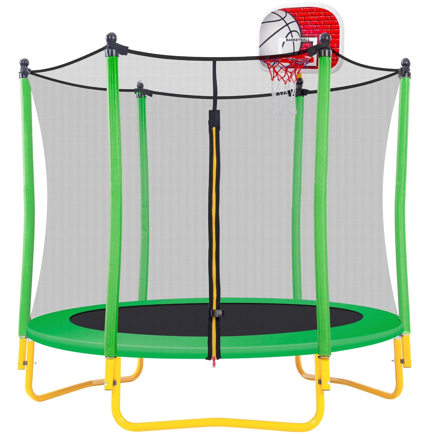 5.5FT Kids Trampoline with Basketball Hoop, SEGMART Upgraded Indoor Toddler Trampoline with Enclosure for Kids, Outdoor Round Small Trampoline with Basketball, Gift for Boys Girls