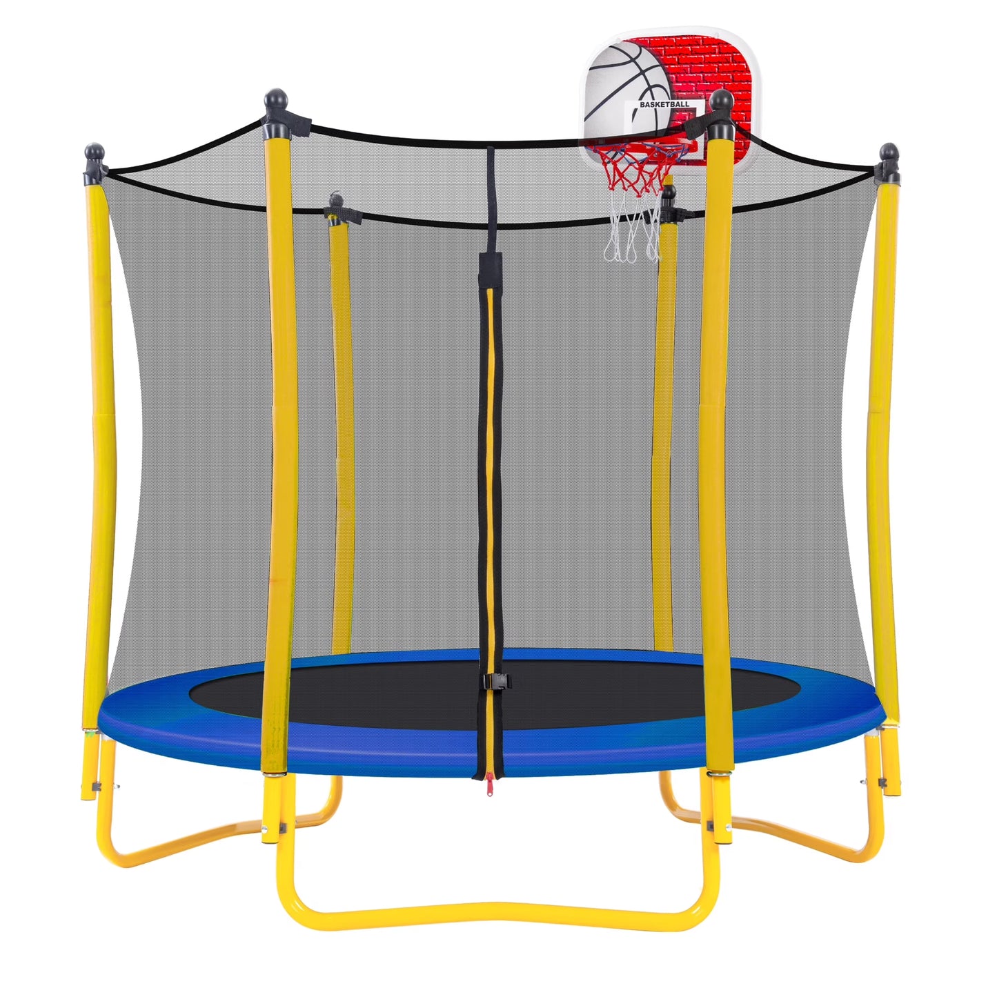 4.5FT Kids Trampoline with Basketball Hoop, SEGMART Upgraded Indoor Toddler Trampoline with Enclosure for Kids, Outdoor Round Small Trampoline with Basketball, Gift for Boys Girls