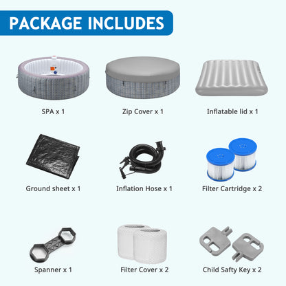 SEGMART 4-6 Person Inflatable Hot Tub Spa with 130 Jets, 82" Outdoor Spa Blow Up Hottub, Outdoor Portable Hottub with Insulated Cover, Floor Protector