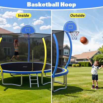 Segmart 12FT Trampoline with Enclosure Net & Basketball Hoop, Heavy Duty