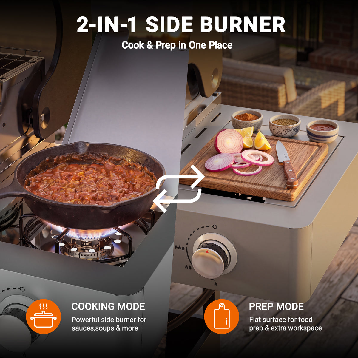 4-Burner Gas Grill with Side Burner, 51,000 BTU Propane BBQ Grill with Porcelain-Enameled Cast Iron Grates, Built-in Thermometer, Ideal for Patio Camping Outdoor Cooking