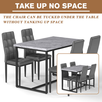 SEGMART Dining Table with 4 High-back Upholstered Chairs, Modern Dinette Set, Dining Table & Chairs Set for 4 Persons, Small Home Kitchen Dining Table Set, Ideal for Apartment Breakfast Nook