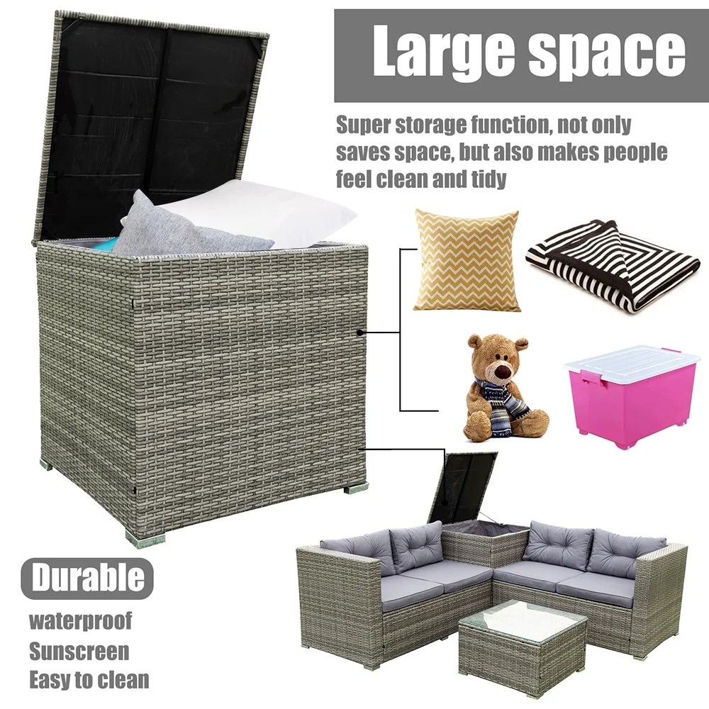 Segmart 4-Piece Rattan Wicker Sofa Set with Cushions, Glass Table & Storage Box