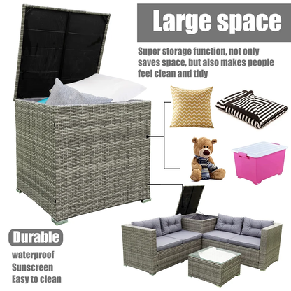 Segmart 4-Piece Rattan Wicker Sofa Set with Cushions, Glass Table & Storage Box