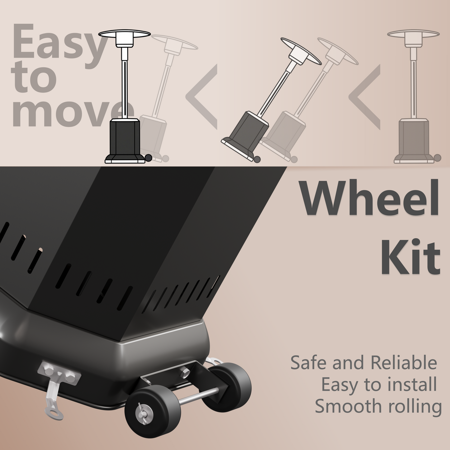 50,000 BTU Propane Patio Heater, Outdoor Heater with Table Design, Double-Layer Stainless Steel Burner, and Wheels, Portable Heater for Home and Commercial