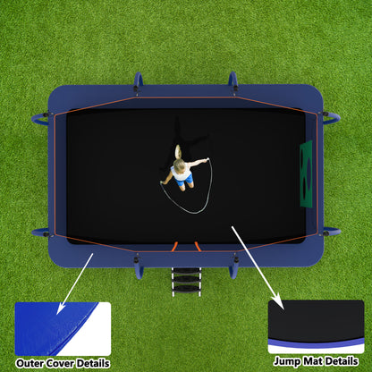 10x16ft Rectangle Trampoline, Segmart 1600LBS Weight Capacity Trampoline for Adult Kids, Outdoor Rectangle Trampolines for Backyard, Large Gymnastics Trampolines with Enclosure Net & Football Target