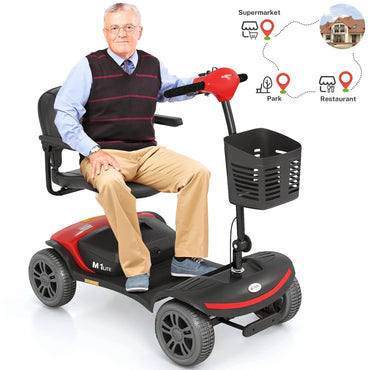 Segmart Mobility Scooter for Seniors, Heavy Duty 4 Wheels Folding Wheelchair Device for Travel, Best Gift for Elderly, Red