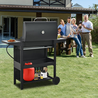Segmart 3 Burner BBQ Propane Gas Grill, Stainless Steel 25,650 BTU Patio Garden Barbecue Grill with Folding Side Tables, Hanging Basket & Thermometer, Perfect for Camping, Outdoor Cooking