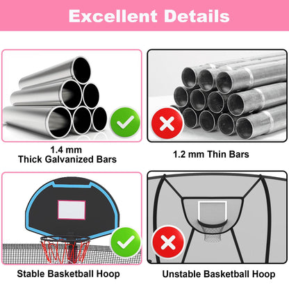 16' Trampoline for Kids with Basketball Hoop, SEGMART Upgraded Kids Outdoor Trampoline with Enclosure Net and Ladder, Heavy Duty Round Recreational Trampoline for Indoor Outdoor Backyard