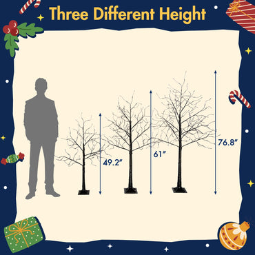 Segmart 3 Packs White Lighted Birch Trees for Easter Decor, 4FT+5FT+6FT Prelit Artificial Tree with Warm LED Lighted, Indoor and Outdoor Light Up Home Easter Decorations with Timer