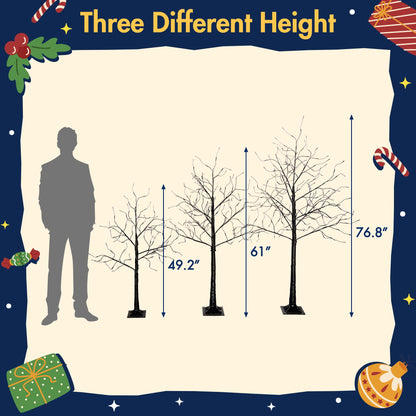 Segmart 3 Packs White Lighted Birch Trees for Easter Decor, 4FT+5FT+6FT Prelit Artificial Tree with Warm LED Lighted, Indoor and Outdoor Light Up Home Easter Decorations with Timer