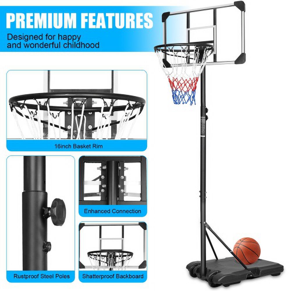 SEGMART 28" Basketball Hoop Outdoor 7ft Adjustable, Portable Basketball Hoop Goal System for Kids Youth and Adults in Backyard/Driveway/Indoor, Shatterproof Backboard and Larger Base