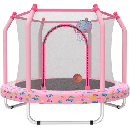 55'' Toddler Trampoline for Kids, SEGMART Kids Trampoline with Enclosure Net and Balls, Indoor Outdoor Mini Small Trampoline Birthday Gifts for Boys and Girls Age 3 Months and up