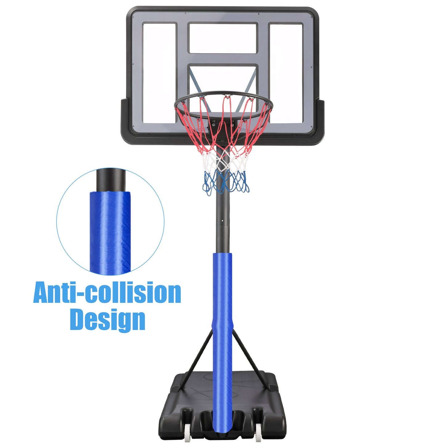 Portable Basketball Hoop Outdoor System for Kids and Adults, 8-10FT Height Adjustable Basketball Goal System with 44 inch Shatterproof Backboard, Segmart Basketball Hoop with Large Base for Backyard