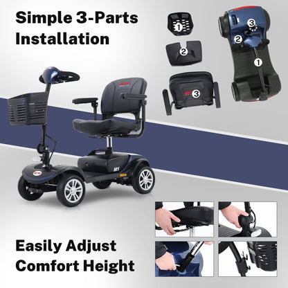 Segmart Mobility Scooter for Seniors Best Gift, 4 Wheel Electric Powered Wheelchair Device with Lights, Compact Heavy Duty Mobile for Outdoor Travel, Adults, Elderly,300lbs, Blue