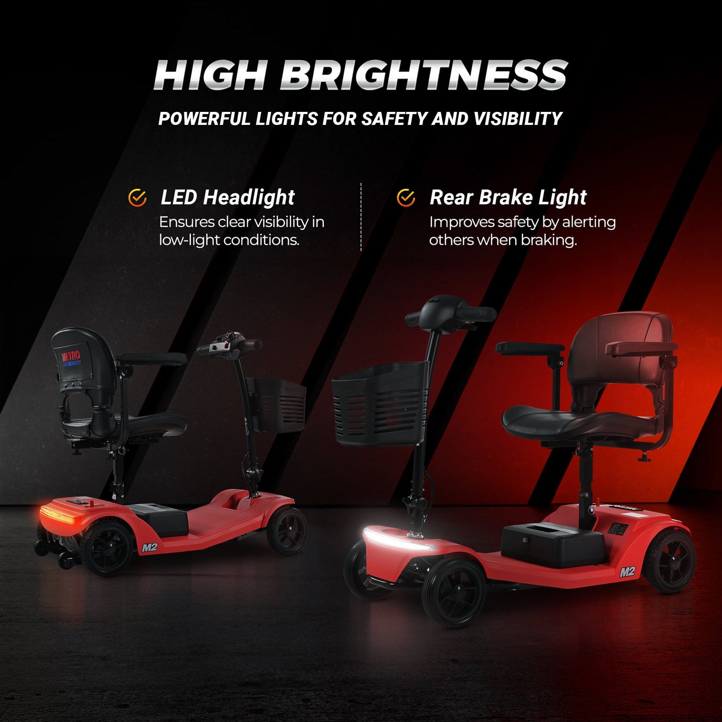 Segmart 4 Wheel Mobility Scooter for Seniors,Portable Electric Scooters Motorized with LED Light,Power Scooter for Best Gift