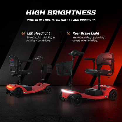 Segmart 4 Wheel Mobility Scooter for Seniors,Portable Electric Scooters Motorized with LED Light,Power Scooter for Best Gift