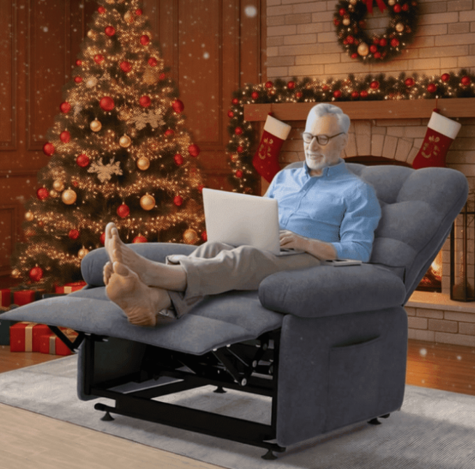Segmart Home Fabric Recliner Reclining Chair with Remote Control, Heavy Duty 300lbs Antiskid Chenille Fabric for Elderly, 2 Motors Modern Sofa Home Theater Seating for Living Room Bedroom, Gray