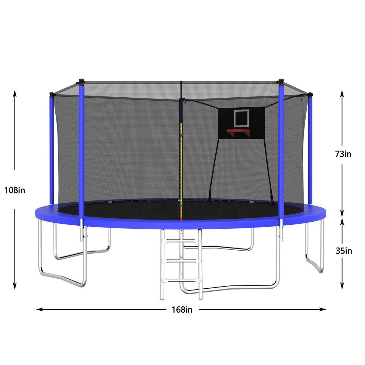 14FT Trampoline with Enclosure for Kids and Adults, SEGMART Upgraded Kids Recreational Outdoor Trampoline with Basketball Hoop, Ladder, Heavy Duty Round Backyard Trampoline for Indoor Outdoor