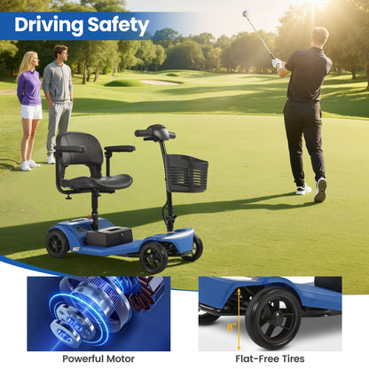 Segmart 4 Wheel Mobility Scooters for Seniors Best Gift,Electric Mobility Scooters with Control Panel,All-Terrain Power Scooter for Outdoor, 330lb Capacity, Blue