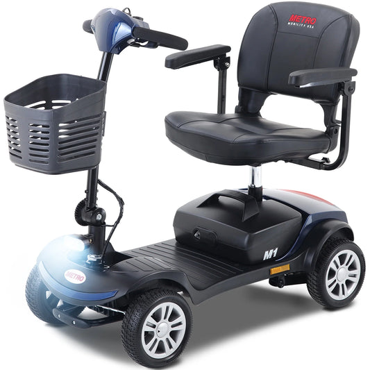 Segmart Mobility Scooter for Seniors, Durable Heavy Duty 4 Wheel Folding Wheelchair Device with Lights, 300lbs, Blue