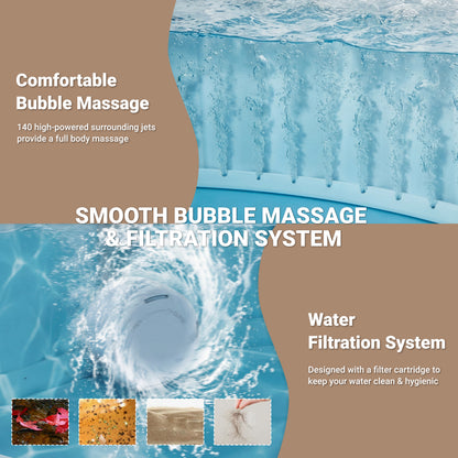 Segmart 6-8 Person Inflatable Hot Tub, 80-inch Round Outdoor Portable Spa with 140 Bubble Jets, Heating & Filtration System, 104°F Max Temp, Backyard Blow Up Hot Tub with Cover, Easy-Setup